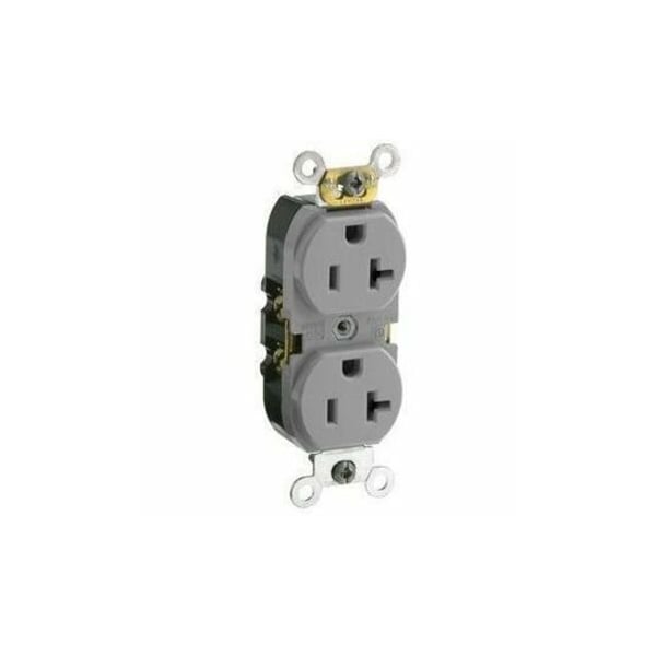 Leviton Duplex Receptacle Outlet, 20A, Gray, 125V CR020-GY - main