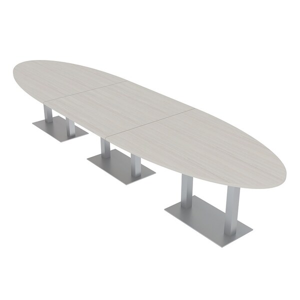 Skutchi Designs Oval Conference Table With Power Unit, 48 in W, 192 in L, Ivory HAR-OVL-48X192-DOU-K458-NA - main