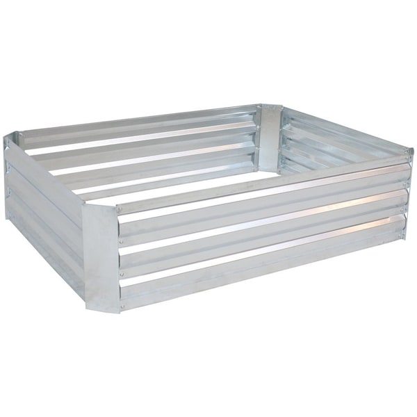 Homeroots 12in X 48in Silver Steel Rectangular Raised Garden Bed 668471 - main