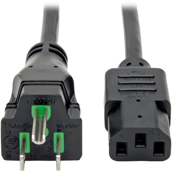 Eaton Tripp Lite Series Hospital-Grade Power Cord, NEMA 5-15P to C13 - Green Dot, 15A, 125V, 14 AWG, 25 P006-025-HG15 - main