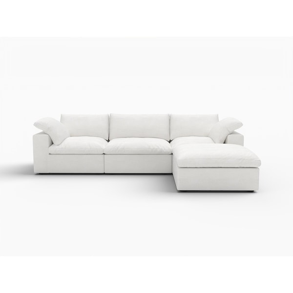 Homeroots 120" White Linen Blend Modular Sofa With Ottoman And Storage 714563 - main