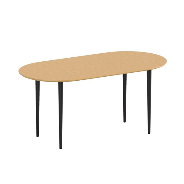 Homeroots 67" Natural and Black Solid Wood Oval Dining Table 712138 - main