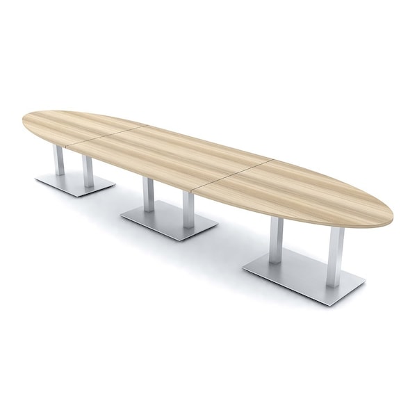 Skutchi Designs Oval Conference Table With Power Unit, 48 in W, 192 in L, Brown HAR-OVL-48X192-DOU-K525-NA - main