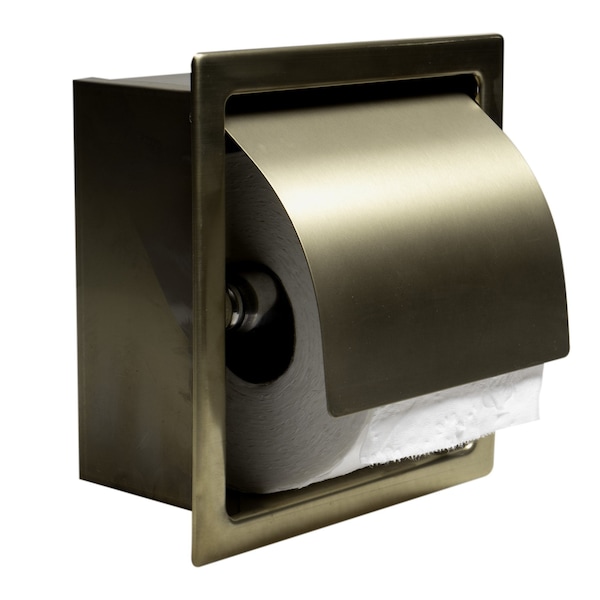 Alfi Brand PVD Brushed Gold Stainless Steel Recessed Toilet Paper Holder W/ Cover ABTPP77-BG - main
