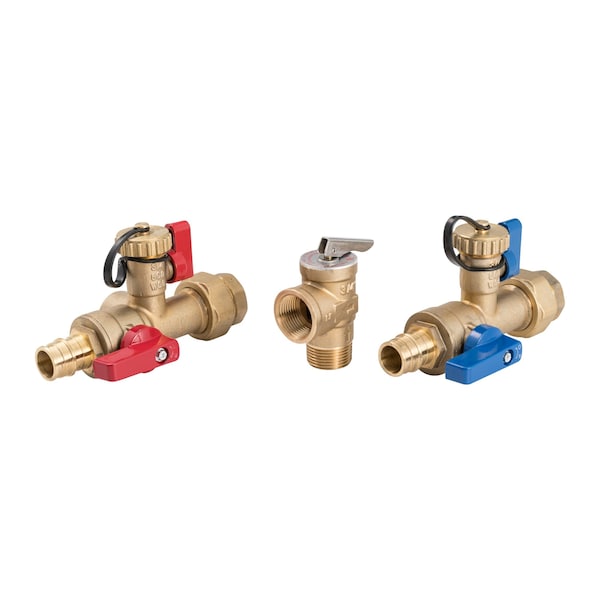 Proline Series 3/4-in F1960 PEX Brass Isolation Valve Kit w/ Pressure Relief Valve 102-140 - main