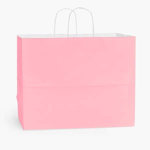 Nashville Wraps Pink White Kraft Shopping Bags Vogue 16x6x12, 25PK PIMVW - main