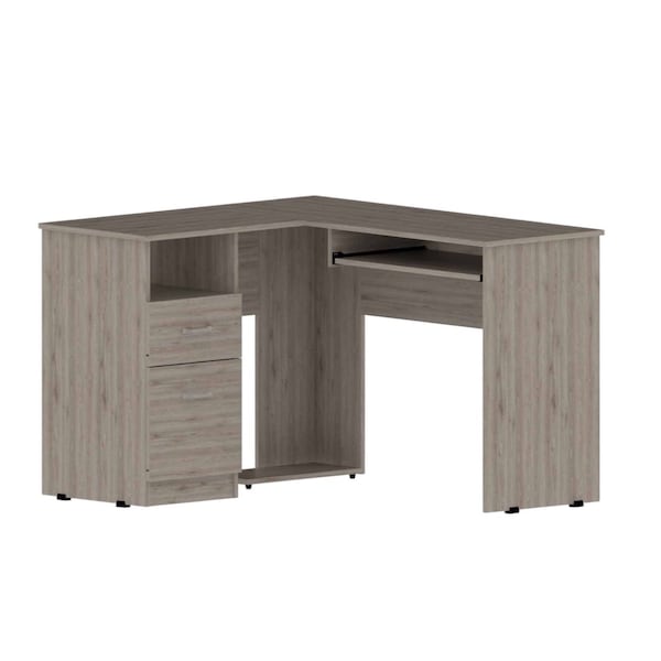 Homeroots 47" Light Gray L Shape Computer Desk With Two Drawers 403822 - main