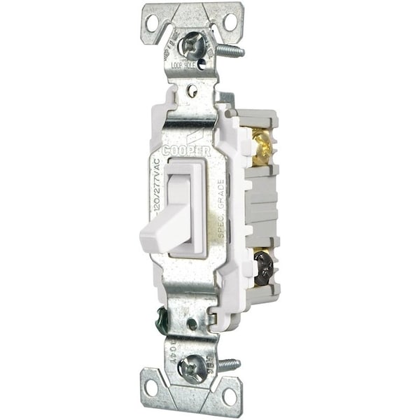 Eaton Wiring Devices Toggle Switch, 15 A, 120/277 V, Screw Terminal, Nylon Housing Material, White CSB115STW-SP - main