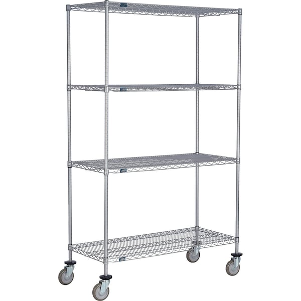 Global Industrial Nexel 4 Shelf Truck, Nexelate, 60"W x 14"D x 80"H, Polyurethane Swivel Casters B3156671 - main