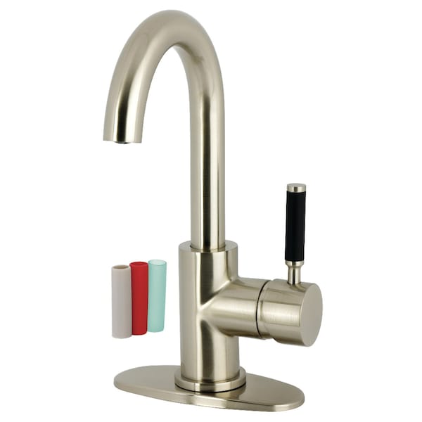 Kingston Brass One-Handle Single-Hole Bathroom Faucet with Deck Plate and Push Pop-Up Drain, Brushed Nickel LS8438DKL - main