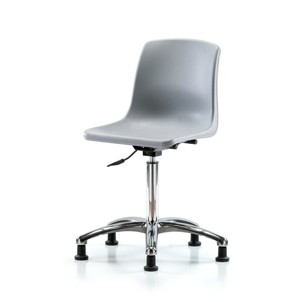 Blue Ridge Ergonomics Polypropylene Shell Chair Chrome - Medium Bench Height with Stationary Glides in Gray SMBCH-CR-NF-RG-GRY - main