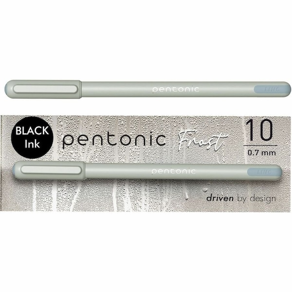 Pentonic Frosted Barrel Ballpoint Pens, 0.7mm Fine Pen Point, Black Ink, Frost, Gray Barrel, 120PK PEN13086 - main