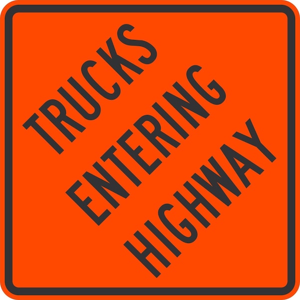 Lyle LW42-7, Trucks Entering Highway, 24x24, High Intensity Prismatic, Orange G-13146-HI_24x24 - main