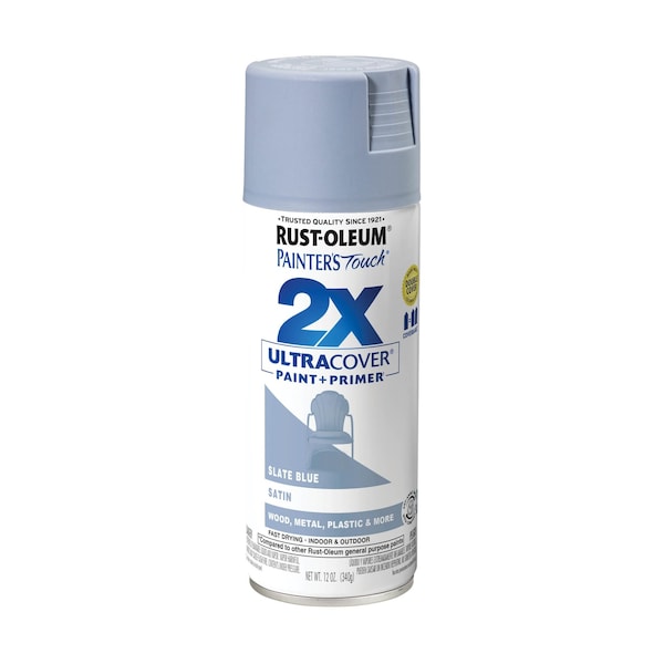 Rust-Oleum Spray Paint, Slate Blue, Satin, Solvent, 12 Oz 249066 - main