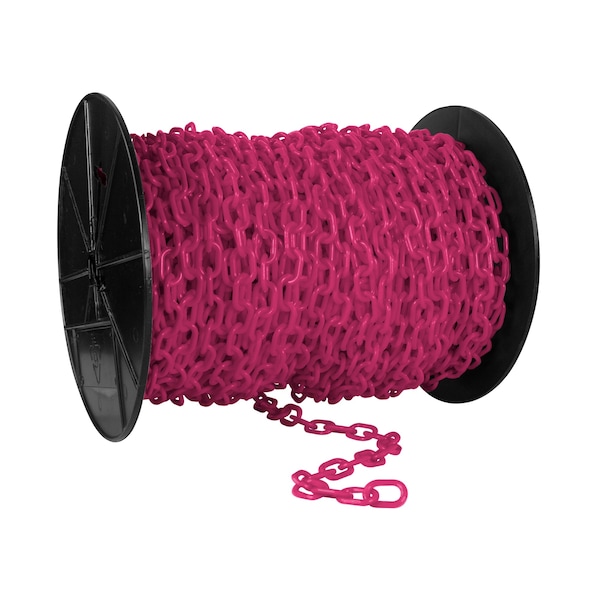 Mr. Chain 1" x 250' Safety Pink Plastic Safety Chain - Reel 10125 - main