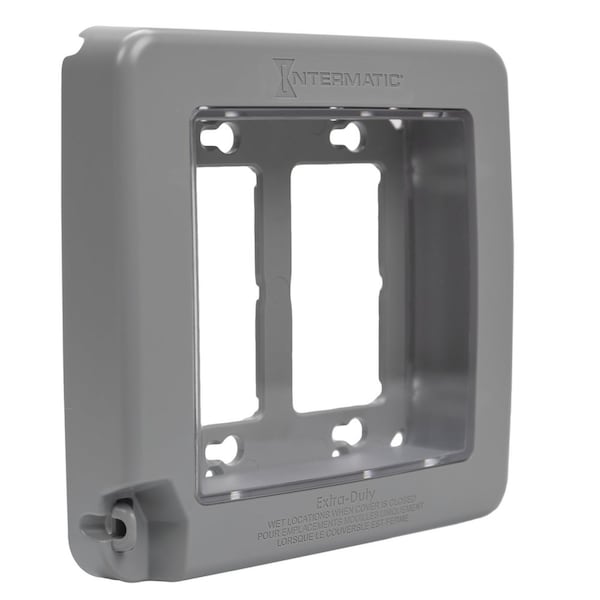 Intermatic Low-Profile Extra-Duty Plastic In-Use Weatherproof Cover, Double-Gang, Vrt, Gray WP7200G - main