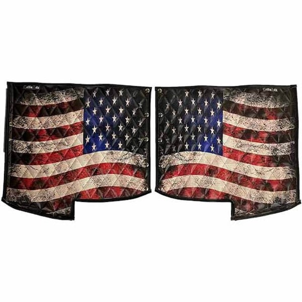 Ilc Repl. For Kenworth W900L Aerocab Year 2001 Quilted Vinyl Fender Guards Old Glory Flag Design P WZ-EQ0G-E - main
