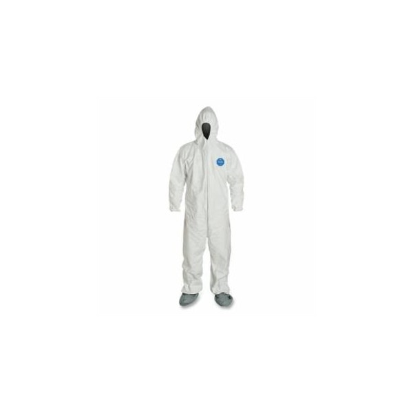 Dupont Tyvek 400 Coveralls, Serged Seams, Attached Hood, Boots, Elas Waist/Wrist/Ankles, Front Zip, 25PK 251-TY122S-L - main