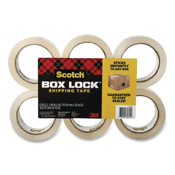 Scotch BOX LOCK Shipping Tape, 3" Core, 1.88" x 38.2 yds, Clear, 6PK 3950S-6 - main