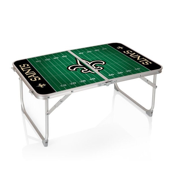Picnic Time Family Of Brands New Orleans Saints - Concert Table Mini Portable Table, (Charcoal Wood Grain) 843-00-141-204-2 - main