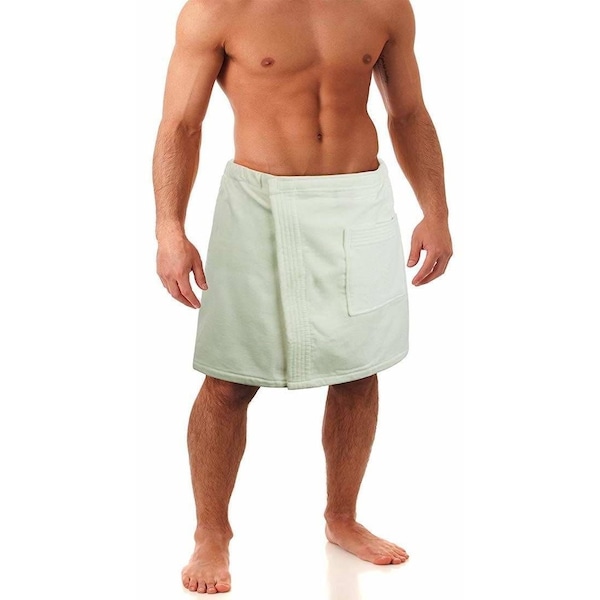 Towelsoft Premium Terry Velour Spa Wrap- White for Men Body Wrap-Terry-WV4002-WE - main