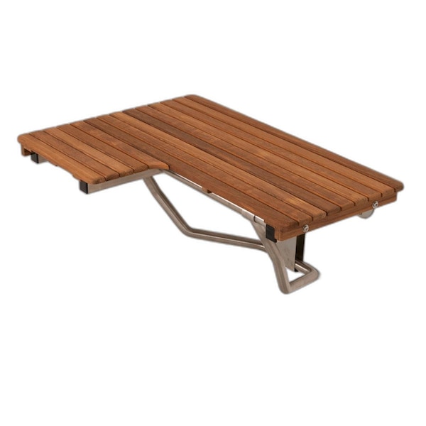 Homeroots 14" X 34" Brown Teak Wall Mount Rectangular Shower Bench 549344 - main