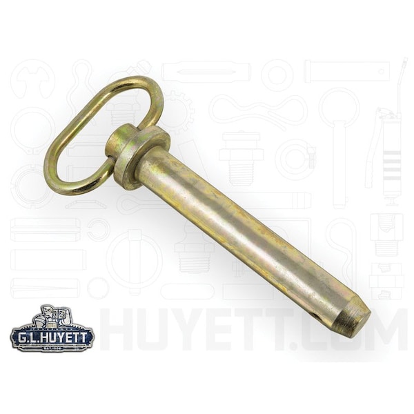 Huyett Hitch Pin, RH, Zn Yelw Med Carbon Steel, .75 Dia x 4.5 Eff L x 5.25 Shk L x .203 Hole Dia HP-0750-4500R - main