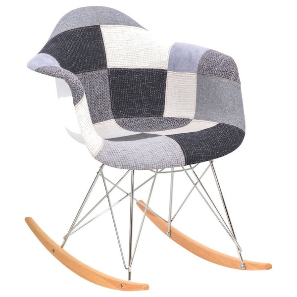 Leisuremod Wilson Twill Fabric Eiffel Rocking Chair, Patchwork WR25FC - main