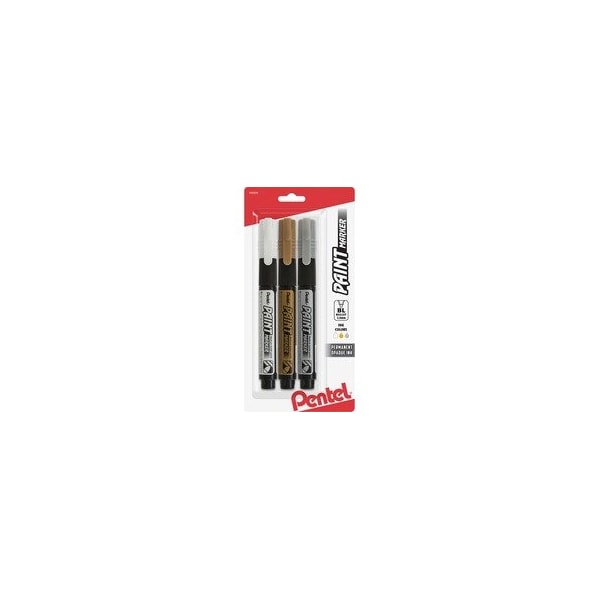 Pentel Opaque Bullet Tip Paint Markers, 0.3 mm Bullet Marker Point, Assorted Ink, 3PK MMP20BP3M1 - main