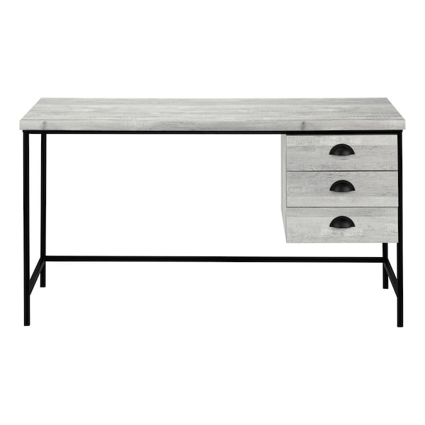 Homeroots 55" Gray and Black Computer Desk With Three Drawers 333551 - main