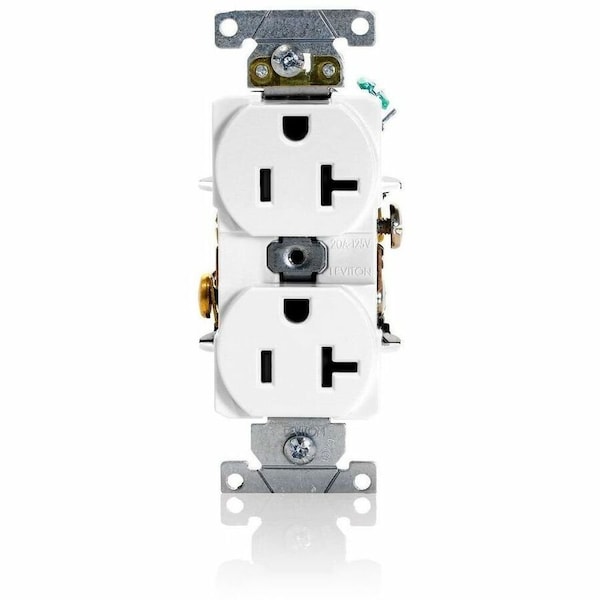 Leviton Straight Blade Receptacle, 5-20R, 20 A, 125V AC, 2 Pole, 3 Wire, Flush Mount, Grounded 5362-SW - main