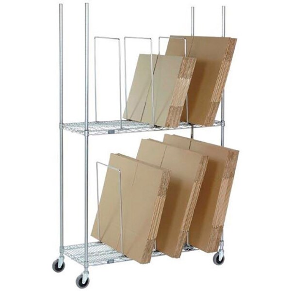 Global Industrial Triple Level Carton Stand w/ 9 Dividers and Casters, 48"Lx18"Wx78-1/2"H, Chrome B3172707 - main