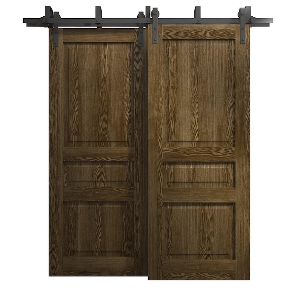 Sartodoors Sliding Closet Barn Bypass Doors 36 x 80 inches, Ego 5012 Marble Oak, Modern 6.6ft Rails Hardware EGO5012BBB-DMR-36 - main