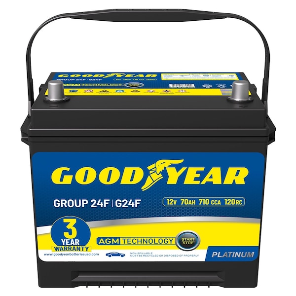 Goodyear 24F-AGM BCI Group Size 24F 12V 70 AH, 120RC 710 CCA Platinum series AGM Automotive Battery GY4140753 - main