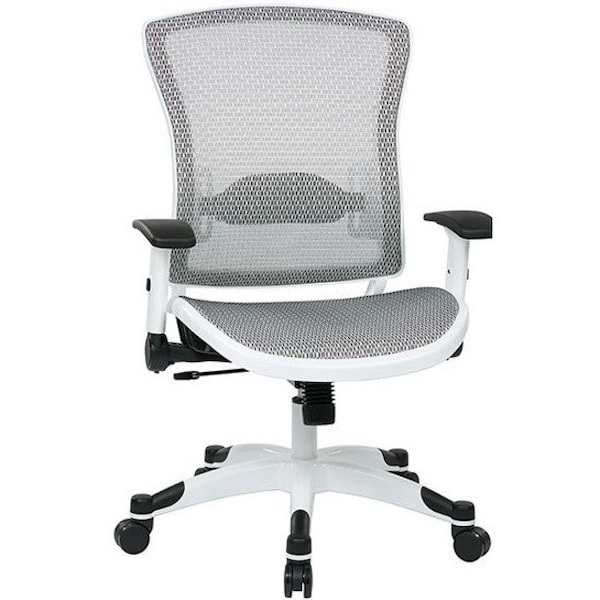 Office Star Managerial Chair Desk Chair, Adjustable Arms, 18-3/4" to 23" Height, Mesh, White 317W-W11C1F2W - main