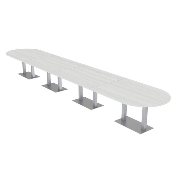 Skutchi Designs Racetrack Conference Table With Power Unit, 48 in W, 264 in L, White HAR-RAC-48X264-DOU-WA7976-NA - main