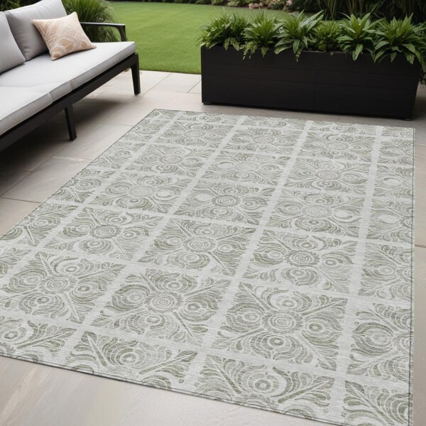 Homeroots 5' X 8' Taupe Beige And Tan Medallion Washable Indoor Outdoor Area Rug 589357 - main