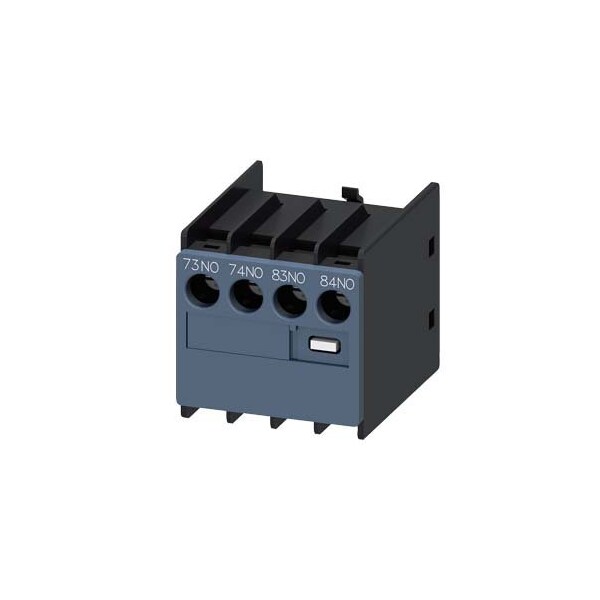 Siemens auxiliary switch, on the front, 2 NO, 73/74, 83/84, current path: 1 NO, 1 3RH2911-1LA20 - main