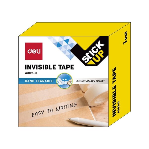 Deli Invisible Tape 27.78yd x 0.75in, Matte, Writable, Photo Safe, 144PK EA302-U - main