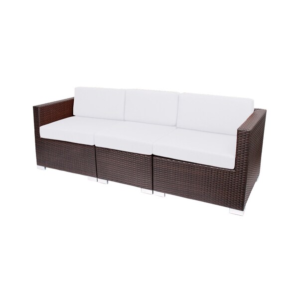 Bfm Seating Aruba 83.25in Wide Outdoor Wicker Sectional Sofa with Sunbrella Cushions PH5101JVW-14091 - main