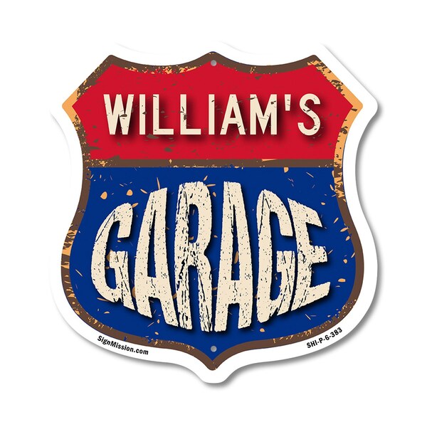 Signmission William's Garage, 6 Inch X 6 Inch, Plastic Sign SHI-P-6-383-WILLIAM - main