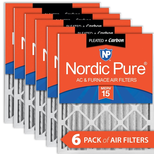 Nordic Pure 16x24x4 Plus Carbon Pleated Air Filter, High Capacity, MERV 15, 6 PK 16x24x4M15+C-6 - main