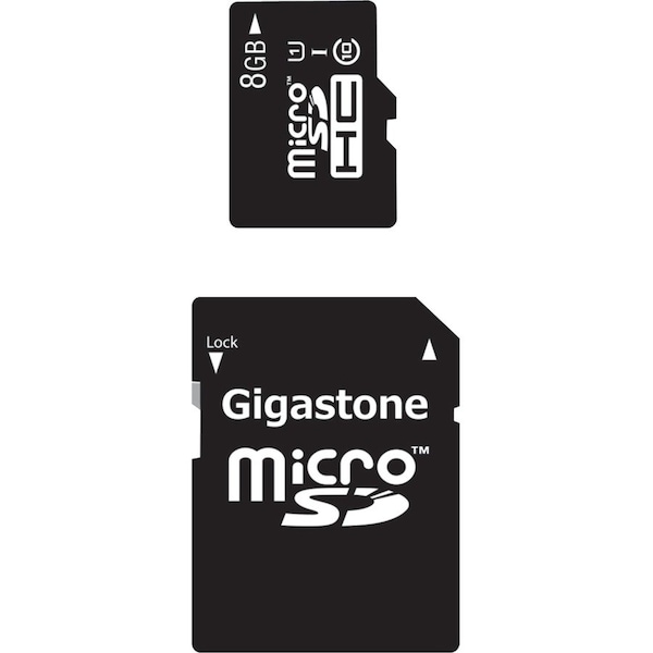 Gigastone 8 GB Class 10/UHS-I microSDHC - 48 MB/s Read - 10 MB/s Write - 10 Year Warranty GS-2IN1C1008G-R - main