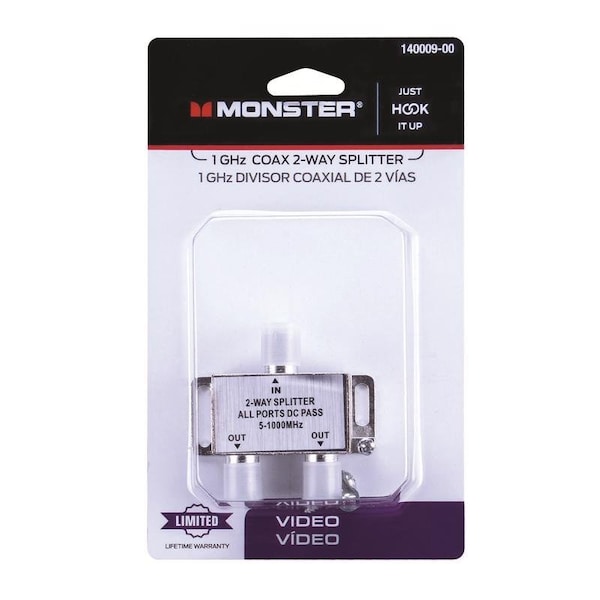 Monster Cable Just Hook It Up 2 Way Splitter 75 ohm 1000 MHz 140009-00 - main
