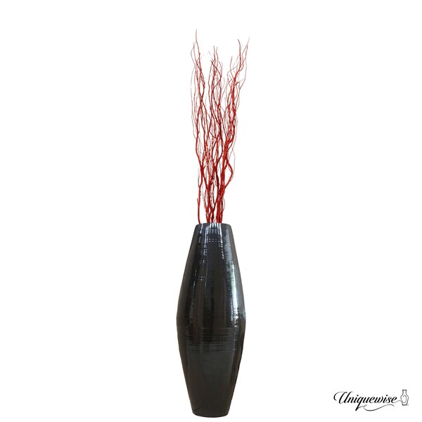 Uniquewise 37in Black Bamboo Floor Vase with 12-Piece 59in Natural Dried Red Willow Twigs Sculptural Accent QI004233.K3 - main