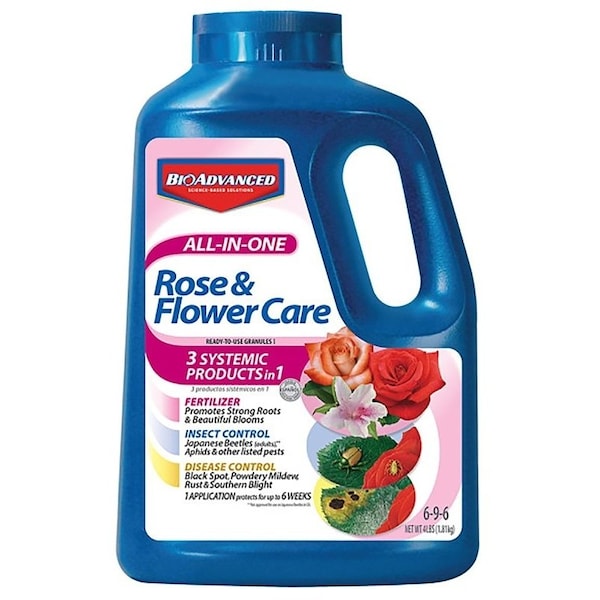 Bioadvanced All-in-One Rose and Flower Care, 4 lb Bottle, Granular, 6-9-6 N-P-K Ratio 701116E - main