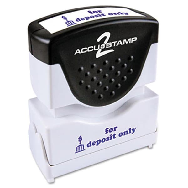Consolidated Stamp Consolidated Stamp Accustamp2 Shutter Stamp with Anti Bacteria, Blue, FOR DEPOSIT ONLY, 1.63 x .5 CO30791 - main