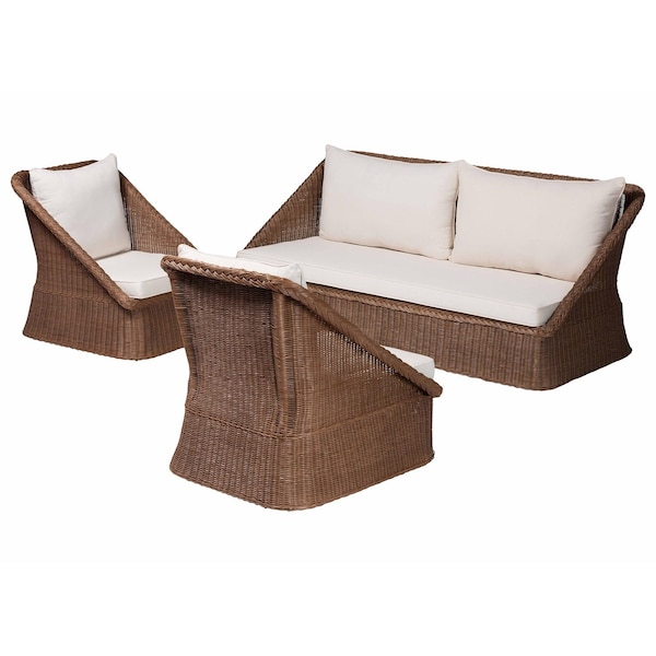 Bali & Pari Derris Bohemian Peanut Brown Braided Rattan 3-Piece Living Room Set 256-14078-14077-14077-ZORO - main