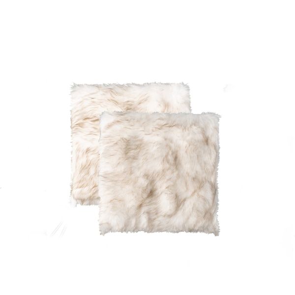 Homeroots Set Of Two 17" X 17" Gradient Tan Faux Fur Dining Chair Pad 476611 - main