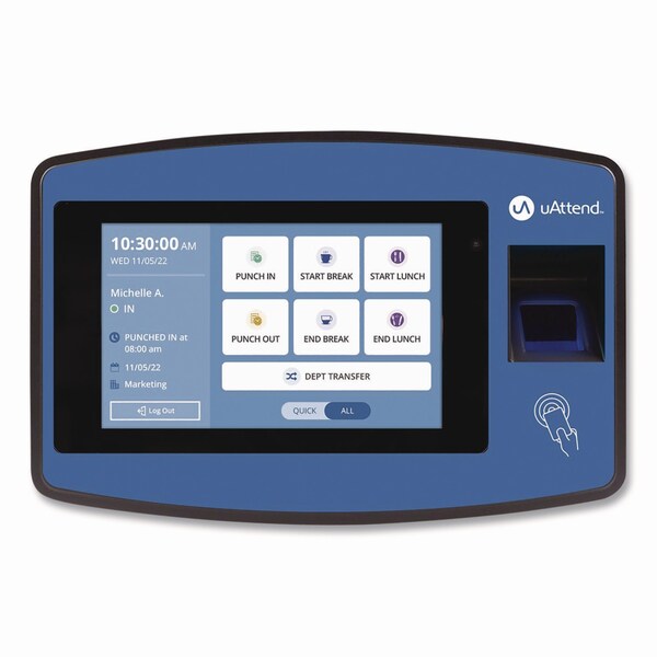 Uattend Biometric Fingerprint Touch Tablet Time Clock System, Unlimited Employees, Black/Blue NX2500 - main